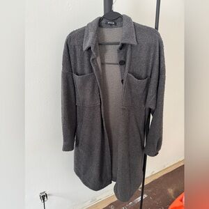 Cozy Gray Women's Teddy Long Jacket, Size S